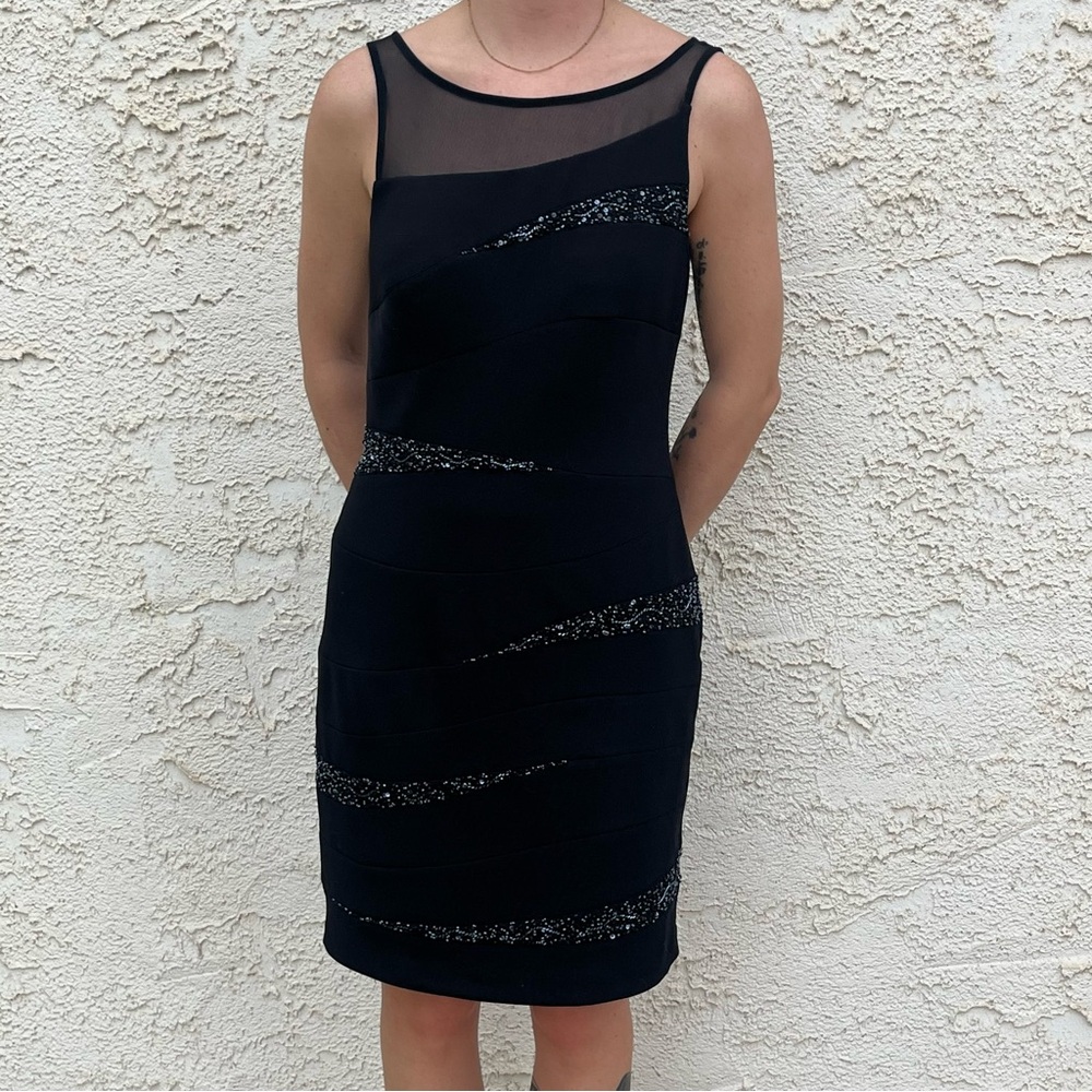 Alex & Eve Black Sleeveless Evening Dress Beaded & Sequins